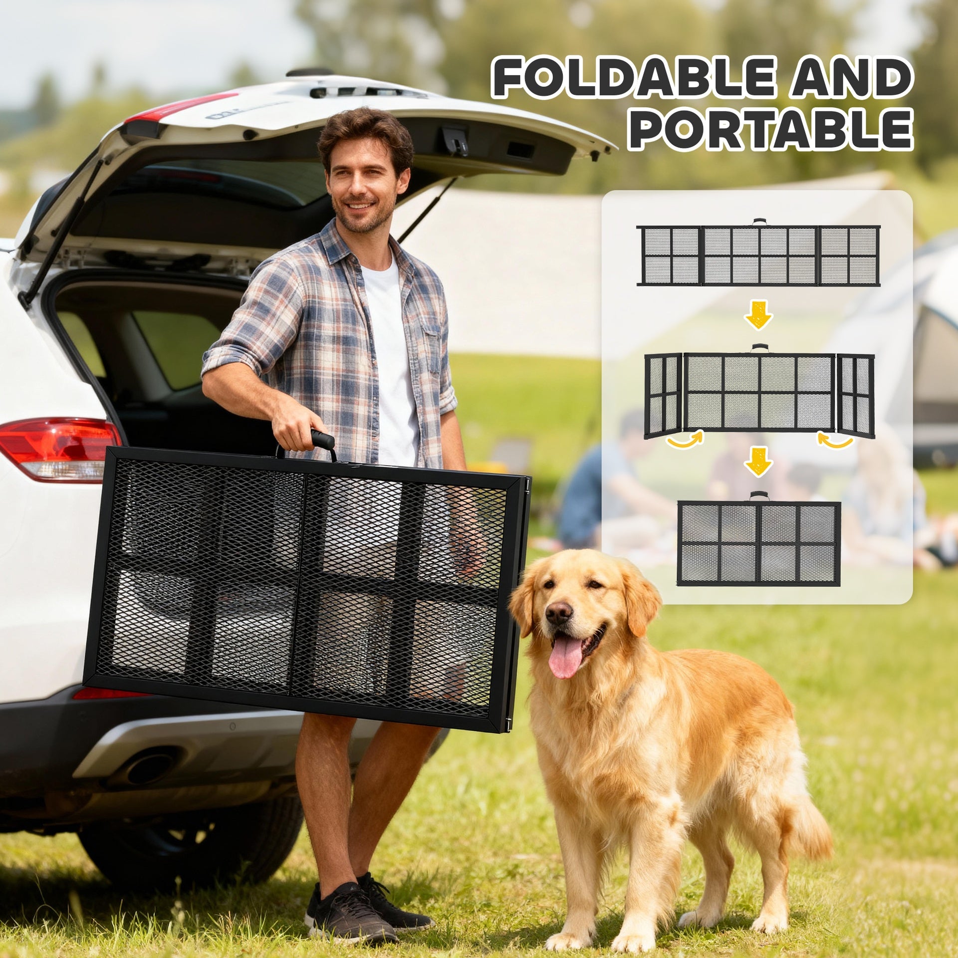 PawHut Dog Car Ramp, 75" x 20" Extra Long and Wide, Non-Slip Surface, Folding Portable Pet Ramp for Large, Small & Senior Dogs