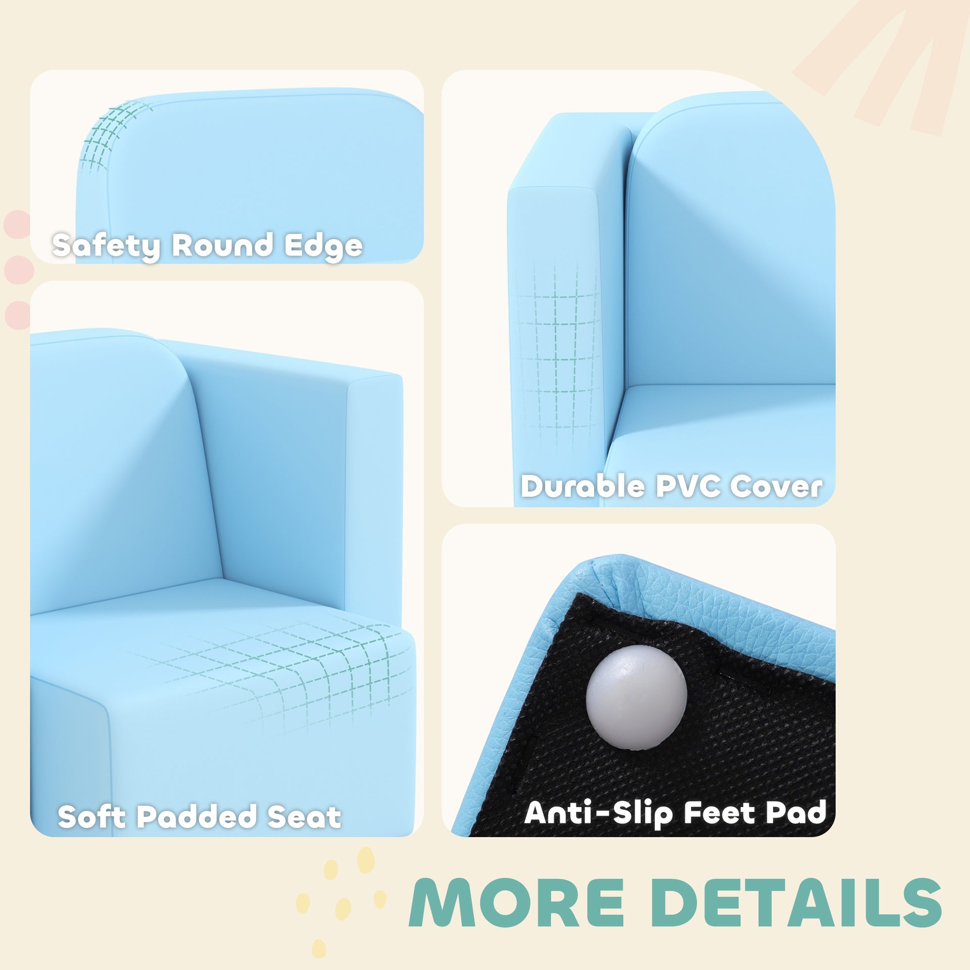 Qaba 2-in-1 Convertible Table and Chair Set for Boys Girls for Boys Girls, Light Blue