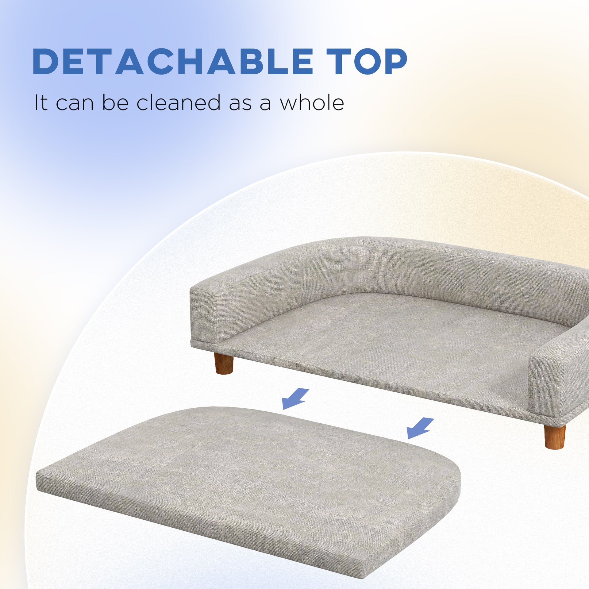 PawHut Dog Sofa Couch, Pet Bed with Comfortable Luxury Cushion, Washable Cover, Wooden Legs, Anti-slip Mat for Large Dogs, Cats, Kittens, Gray