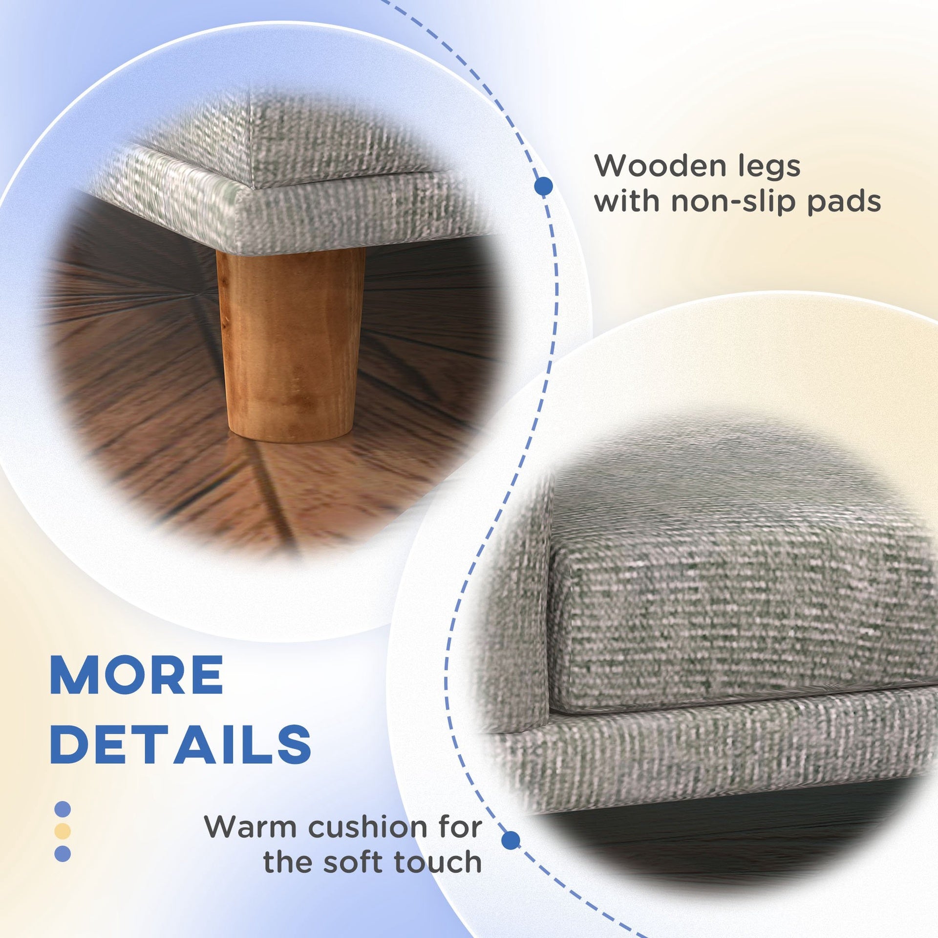 PawHut Dog Sofa Couch, Pet Bed with Comfortable Luxury Cushion, Washable Cover, Wooden Legs, Anti-slip Mat for Large Dogs, Cats, Kittens, Gray
