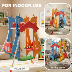 Qaba Kids Indoor Swing with Double Seats, Toddler Swing Set with Safety Belts for Aged 3-5, Play Room, Living Room