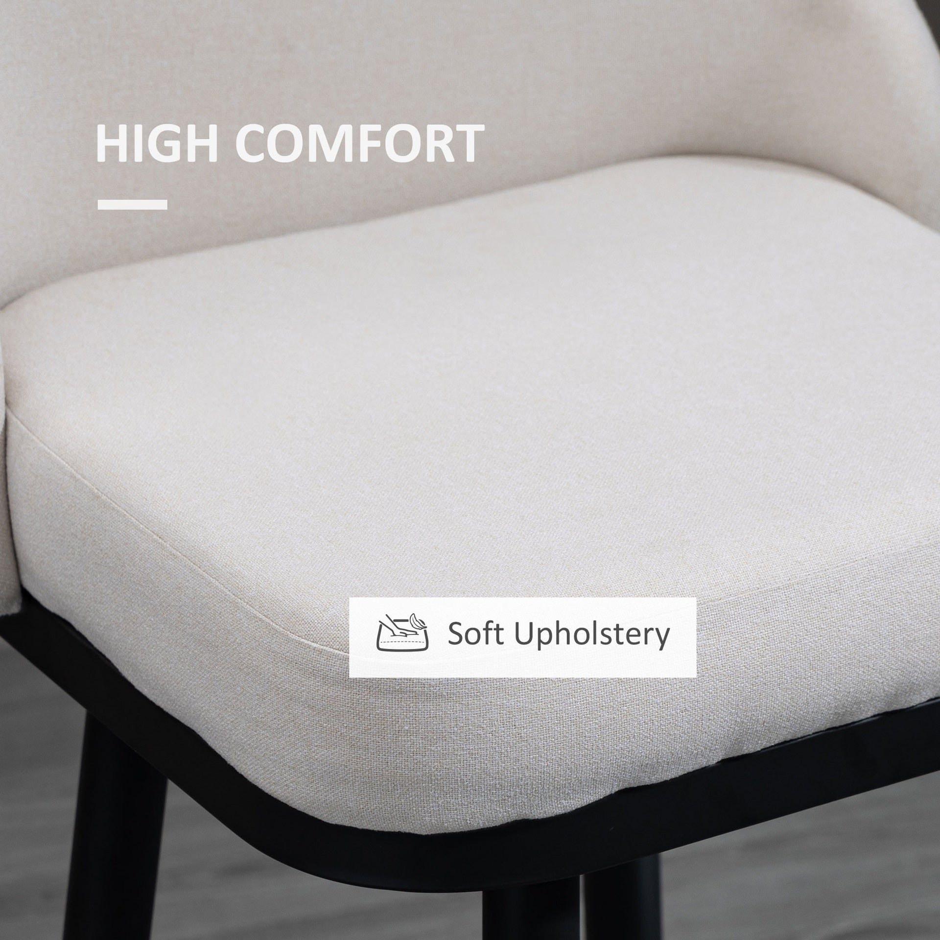 HOMCOM Bar Height Bar Stools Set of 2, Modern 360° Swivel Kitchen Chairs with Steel Legs and Footrest, 29.5 Inch Seat Height Upholstered Barstools for Kitchen Island, Cream White