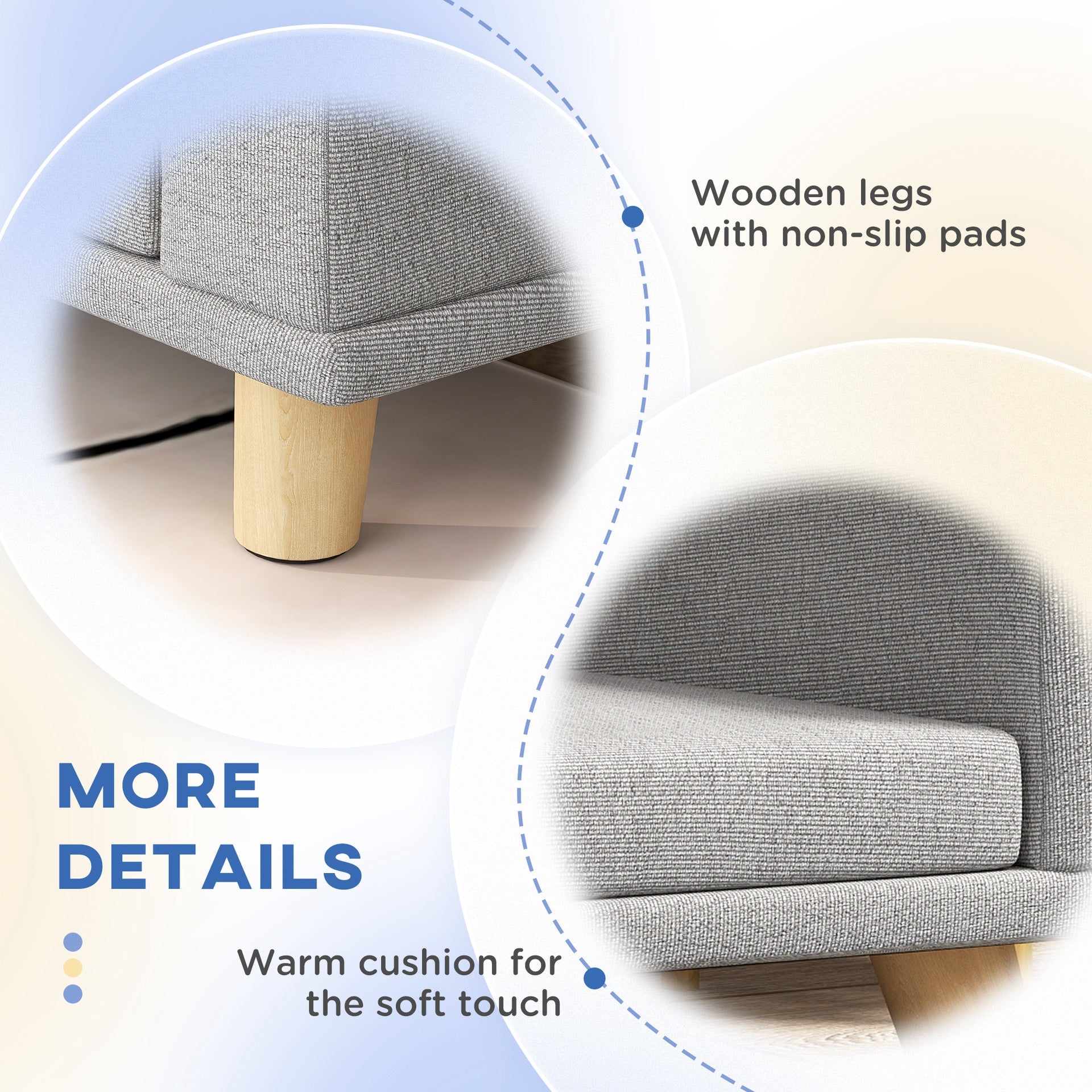 PawHut Dog Sofa Couch Bed with Washable Cushion for Large Dogs, Cats, Gray