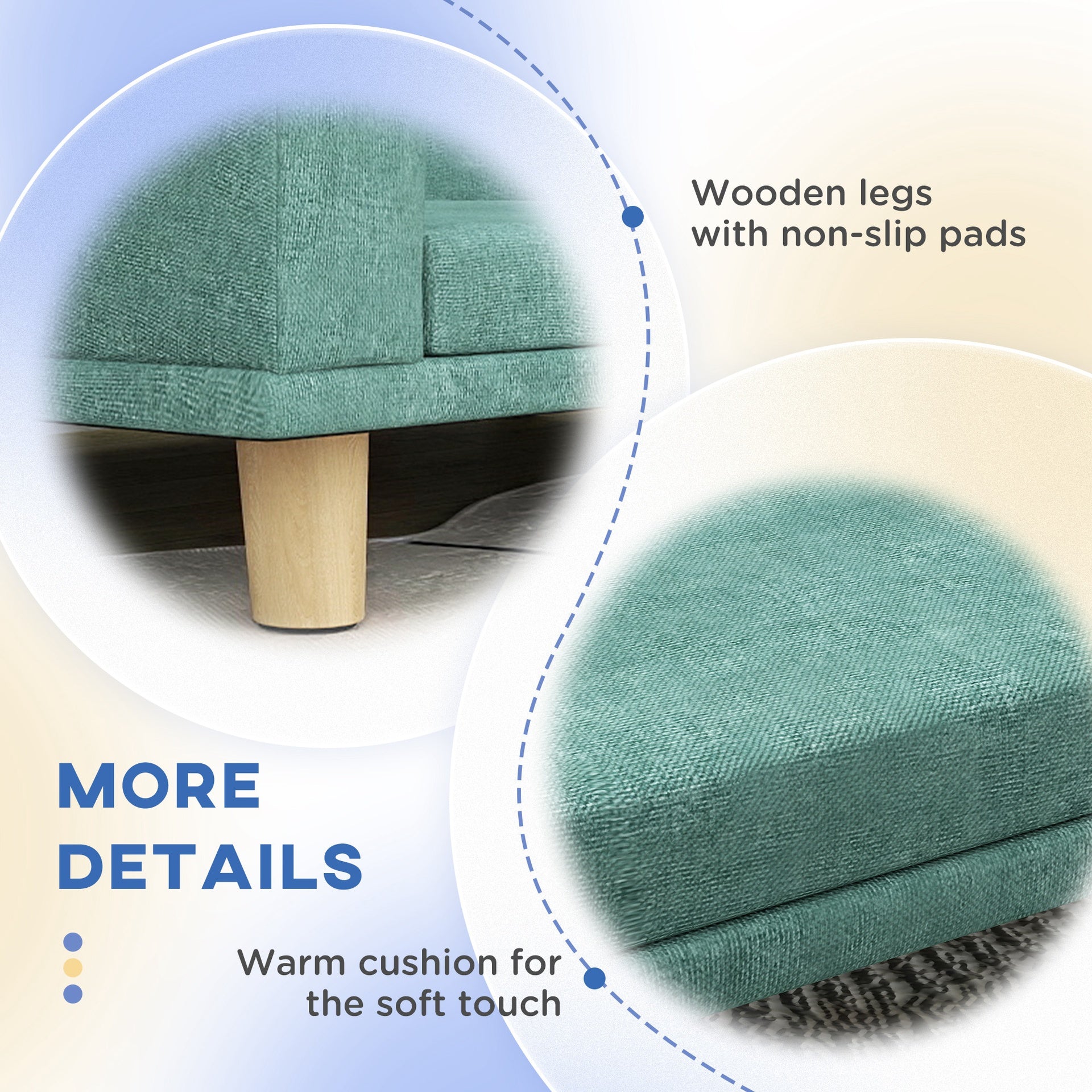 PawHut Dog Sofa Couch Bed with Washable Cushion for Large Dogs, Cats, Green