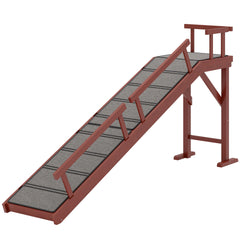 PawHut Wooden Dog Ramp with Removable Guardrails, Non-Slip Surface, 70.5" Long, Brown