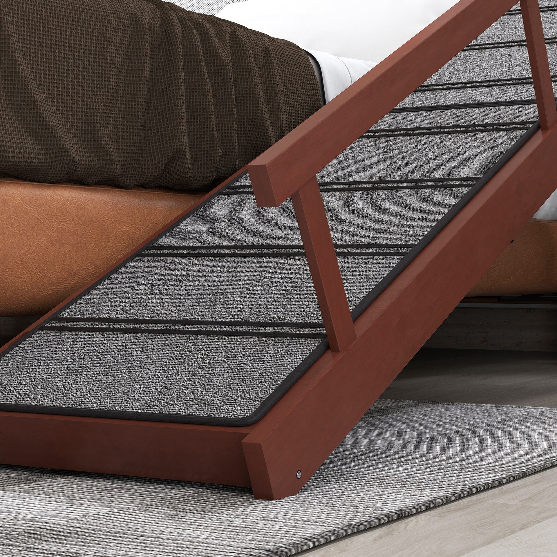 PawHut Wooden Dog Ramp with Removable Guardrails, Non-Slip Surface, 70.5" Long, Brown