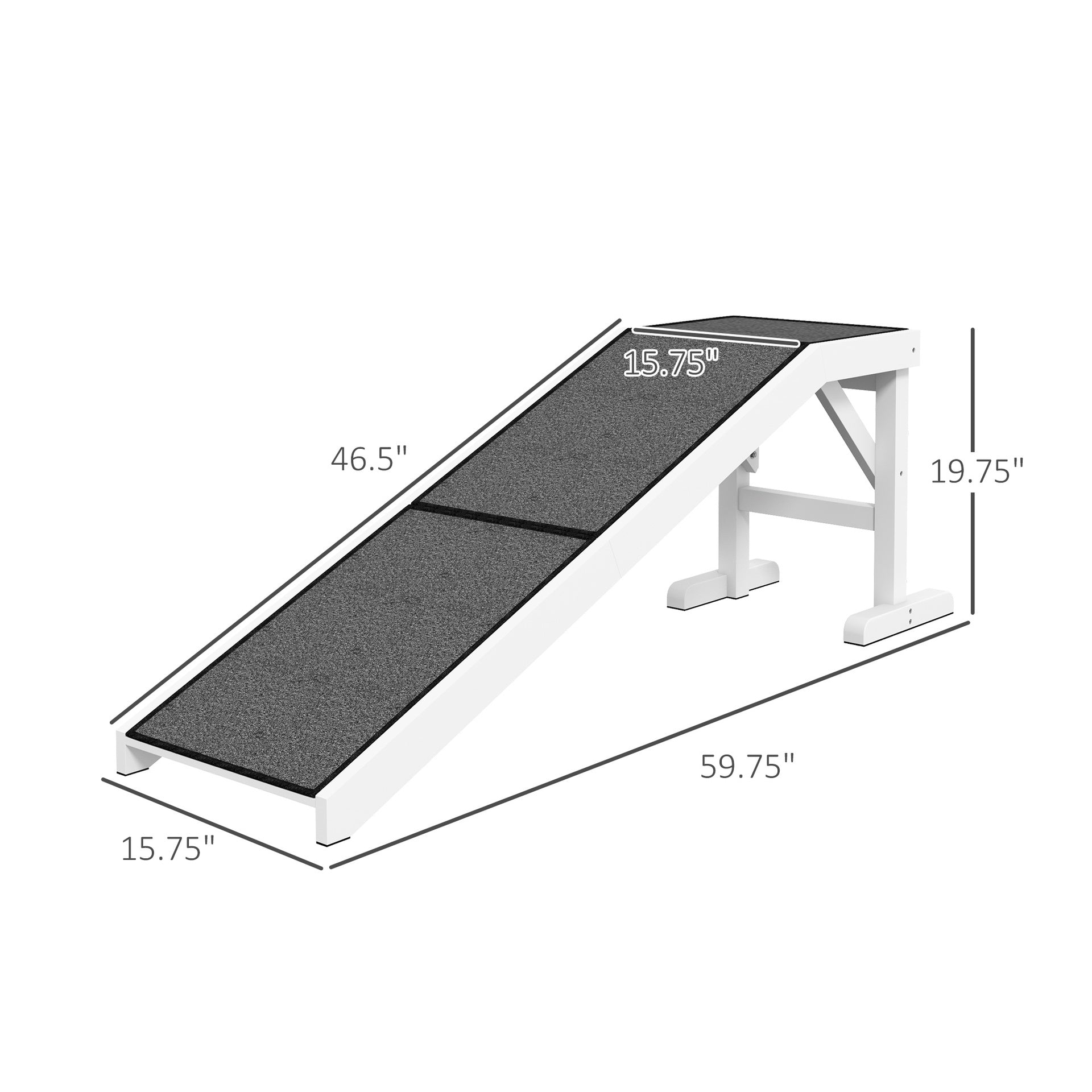 PawHut 60" Pet Ramp for Dogs & Cats with Non-Slip Carpet, White