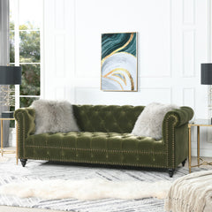 Alto 88" Tufted Chesterfield Sofa, Olive Green Performance Velvet