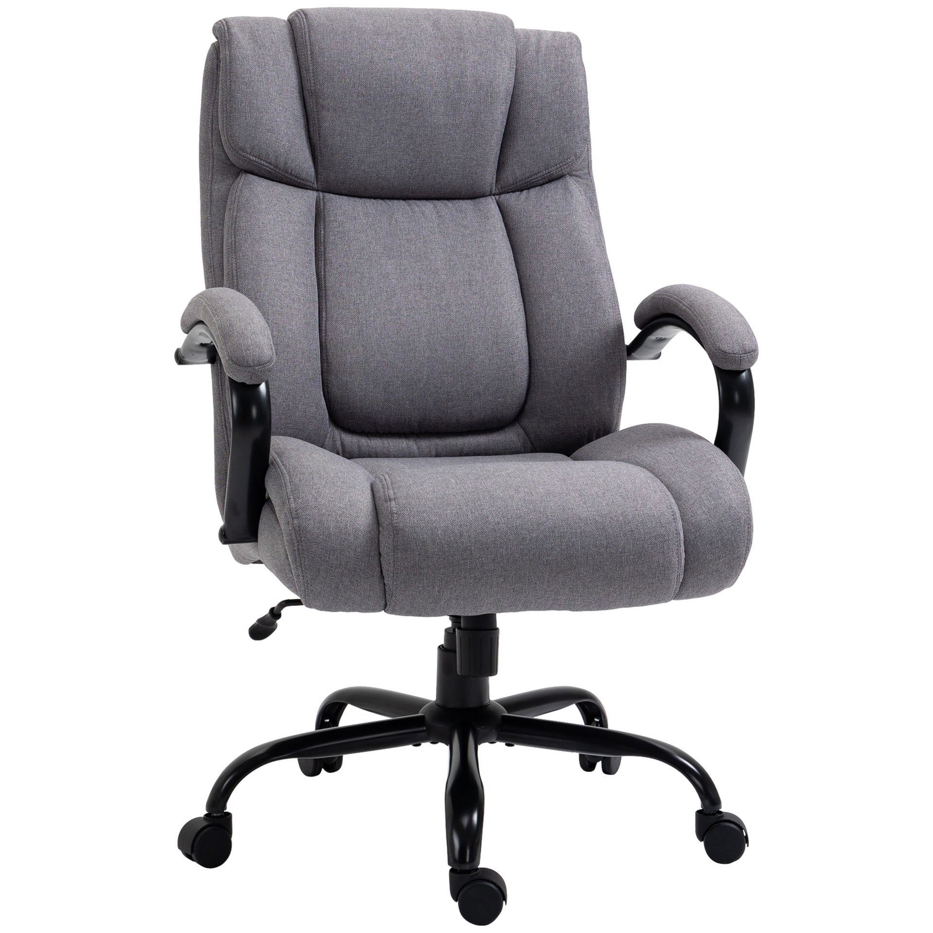 High Back Big and Tall Executive Office Chair 484lbs with Wide Seat, Computer Desk Chair with Linen Fabric, Adjustable Height, Swivel Wheels, Light Grey