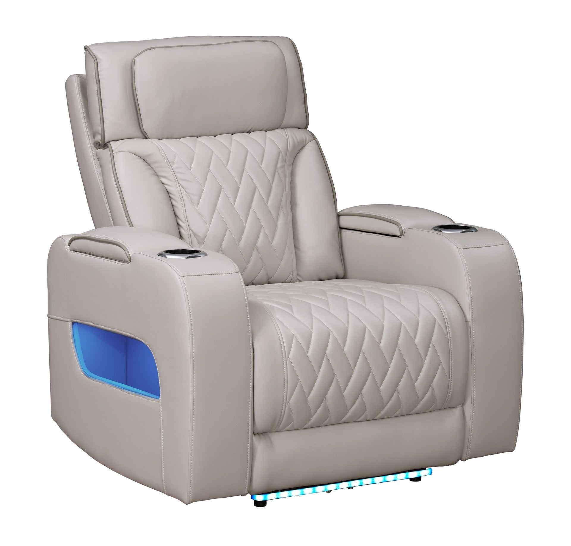 Jazz 37"W Ice Leather Aire Transformer Power Reclining Chair with Power Headrest, LED Lights, USB & USB-C Ports, Storage & Cupholders