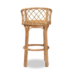 Modern Bohemian Natural Brown Rattan Bar Stool