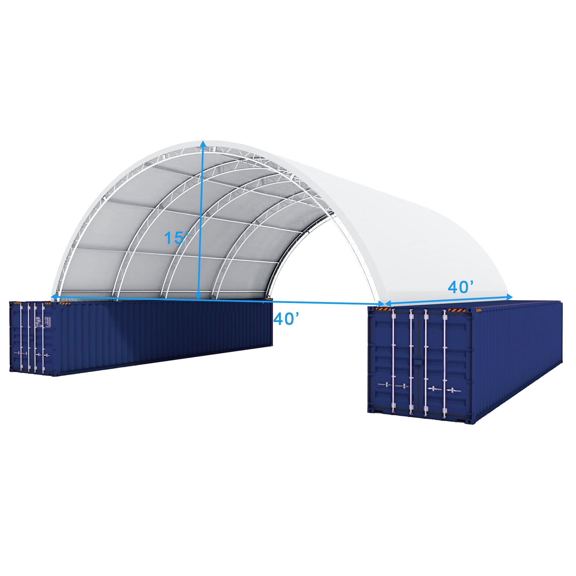 Shipping Container Canopy Shelter Double Truss 40'x40'x15',22 OZ PVC