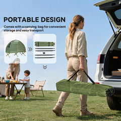 Outsunny Camping Tent Cot, Single Person Folding Cot Combo, Off-Ground Tent, Covered Outdoor Bed with Carry Bag for Hiking, Camping