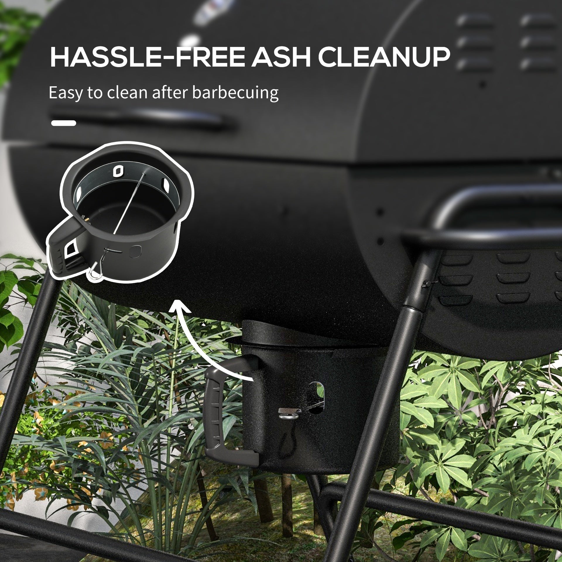 Outsunny Barrel Charcoal BBQ Grill, Barbecue with 420 sq.in. Cooking Area, Wheels, Ash Catcher, Black