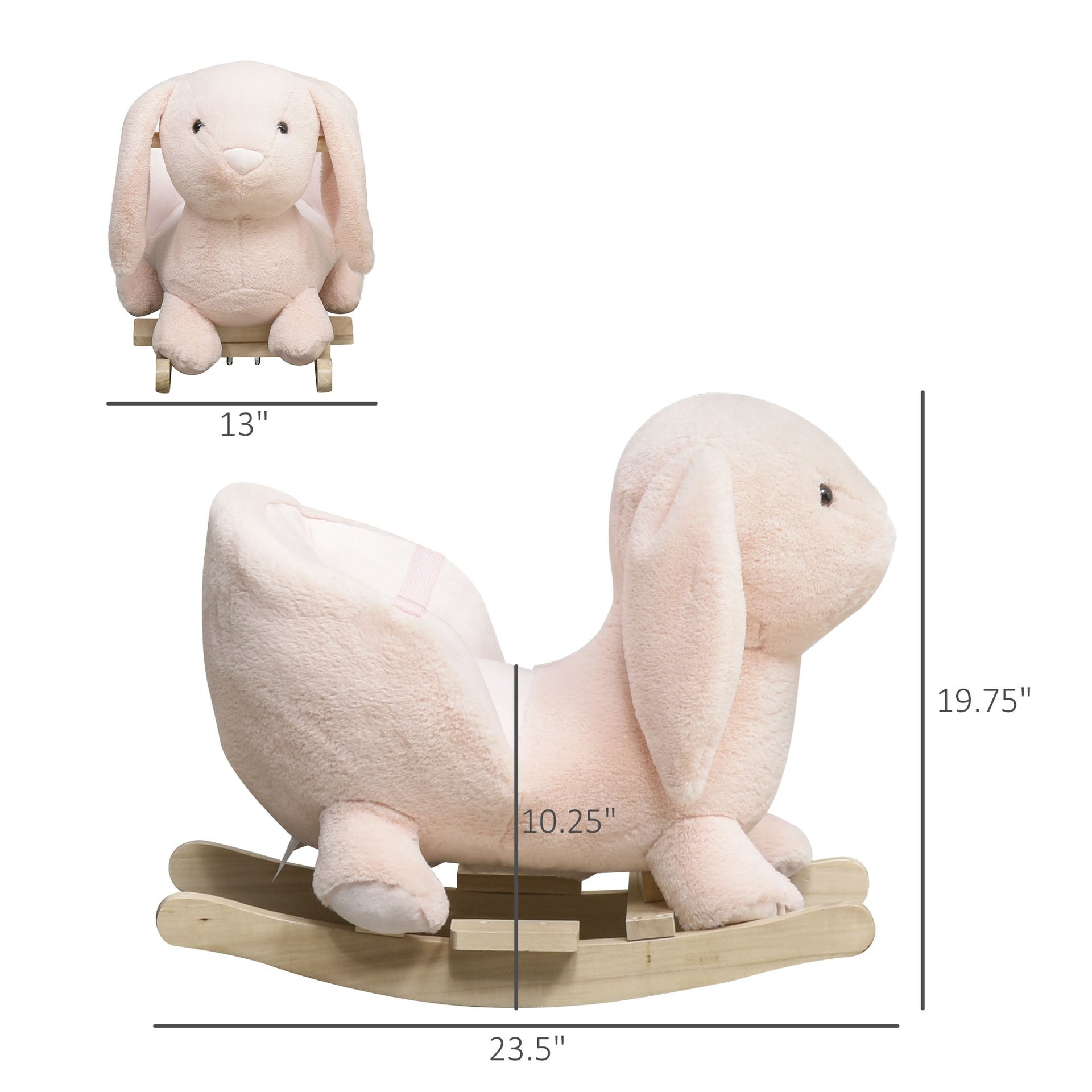 Qaba Rabbit Wooden Rocking Horse with Sound, Pink