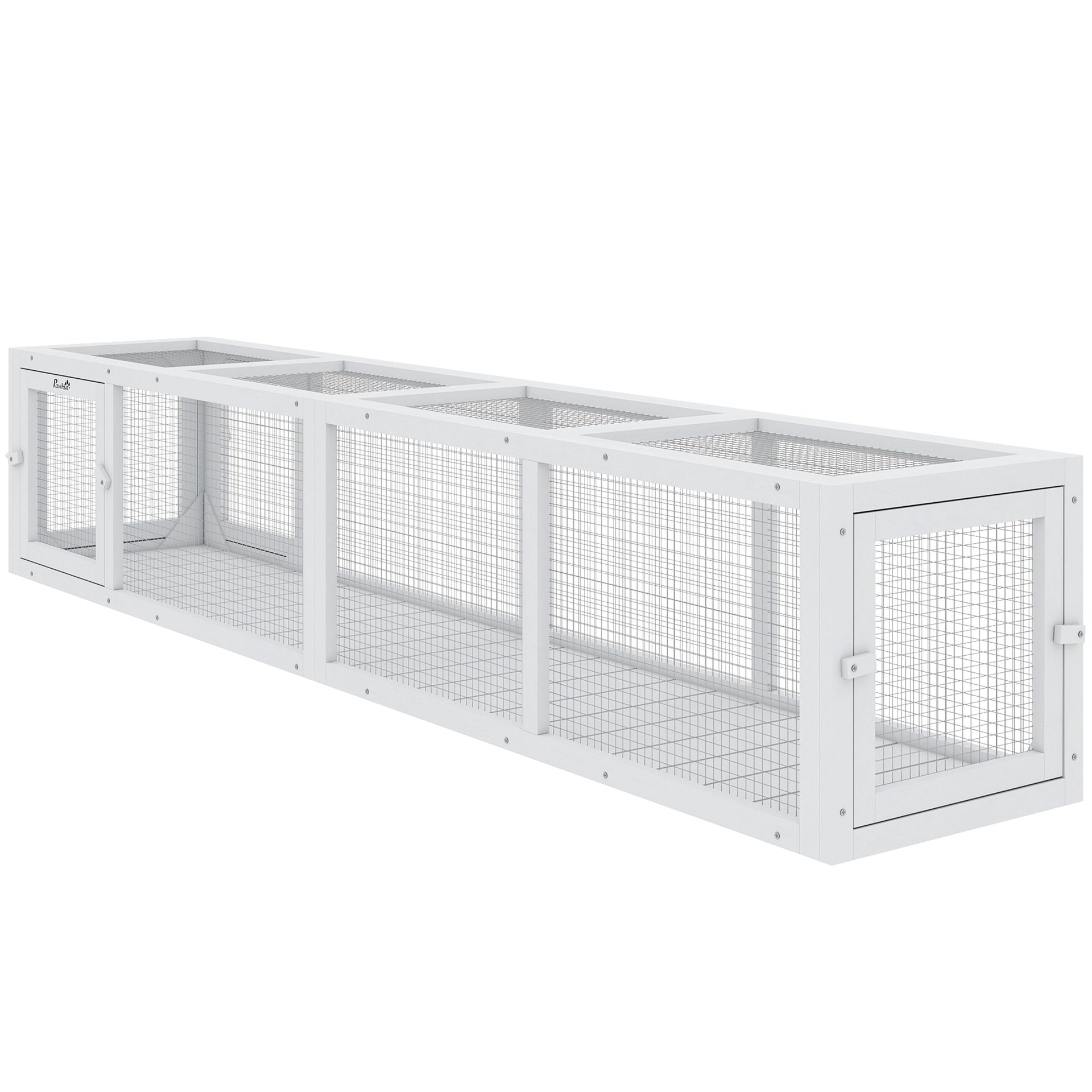 PawHut Wooden Cat Run with Weather Protection, Connecting Inside and Outside, 79"L x 15"W x 15"H, White
