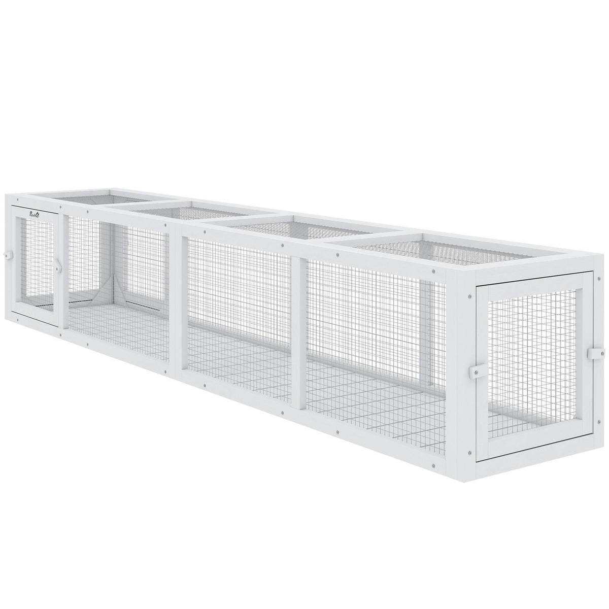PawHut Wooden Cat Run with Weather Protection, Connecting Inside and Outside, 79"L x 15"W x 15"H, White