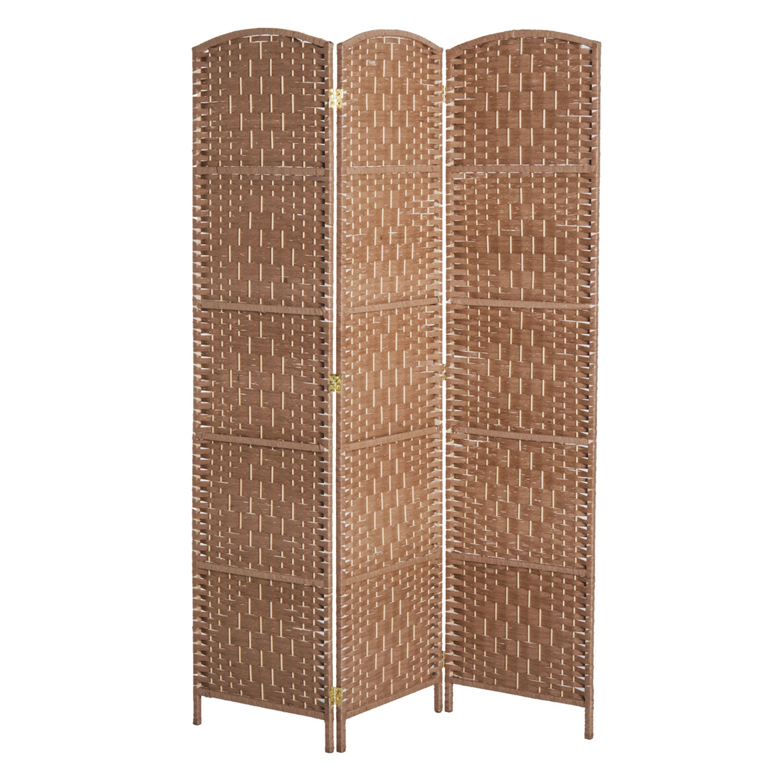 HOMCOM 6' Tall Wicker Weave 3 Panel Room Divider Wall Divider, Natural Wood