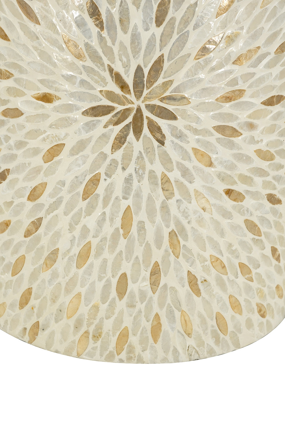 14x14x20" Decorative Drum Stool with Gold and White Capiz Design