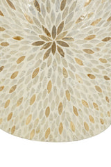 14x14x20" Decorative Drum Stool with Gold and White Capiz Design