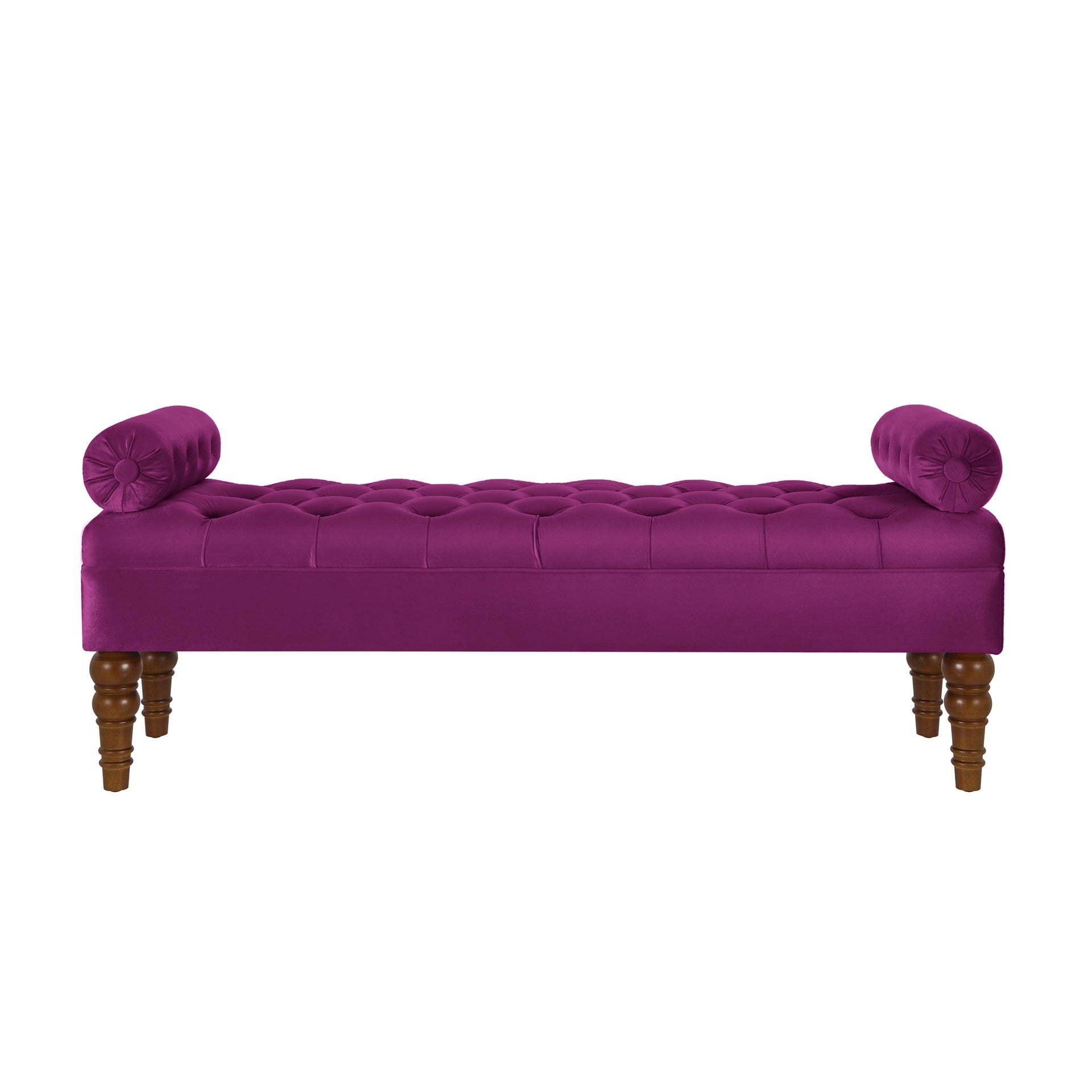 Velvet Long bed Bench for Bedroom,Upholstered Window Bench with Tufted Button,Entryway Bench,Bolster Bench for Living Room-Violet