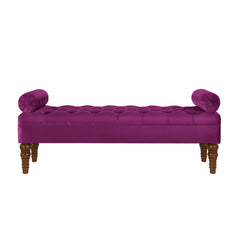 Velvet Long bed Bench for Bedroom,Upholstered Window Bench with Tufted Button,Entryway Bench,Bolster Bench for Living Room-Violet