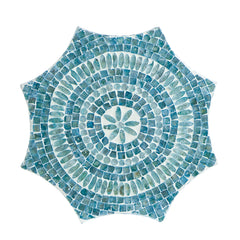 17x17x20" Stool with Capiz Design, Blue Multi