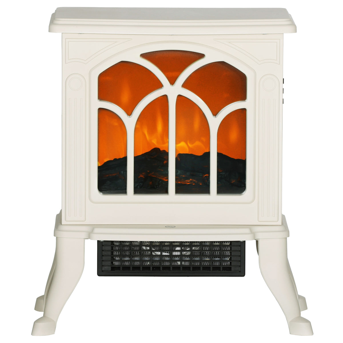 HOMCOM Electric Fireplace Heater, Freestanding Fireplace Stove with Realistic Logs and Flame Effect, 750W/1500W, Beige