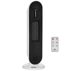 HOMCOM Oscillating Ceramic Tower Indoor Space Heater for Home, Adjustable Thermostat, 24H Timer & Remote Control, Tip-Over and Overheating Safety Protection, 25 Inches, 1500W/1000W