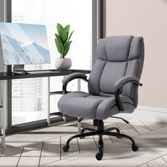 Vinsetto Big and Tall Executive Office Chair, Ergonomic Heavy-Duty High Back Computer Desk Chair 484lbs with Wide Seat,  Linen Fabric, Adjustable Height, Swivel Wheels, Light Gray