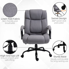 Vinsetto Big and Tall Executive Office Chair, Ergonomic Heavy-Duty High Back Computer Desk Chair 484lbs with Wide Seat,  Linen Fabric, Adjustable Height, Swivel Wheels, Light Gray