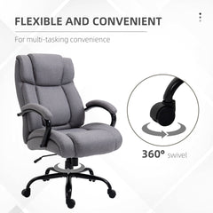Vinsetto Big and Tall Executive Office Chair, Ergonomic Heavy-Duty High Back Computer Desk Chair 484lbs with Wide Seat,  Linen Fabric, Adjustable Height, Swivel Wheels, Light Gray