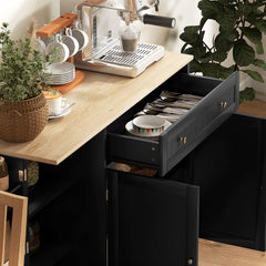 HOMCOM Modern Sideboard Cabinet, 41" Kitchen Buffet Cabinet with Drawer, Adjustable Shelf, 3 Doors for Dining Room, Black