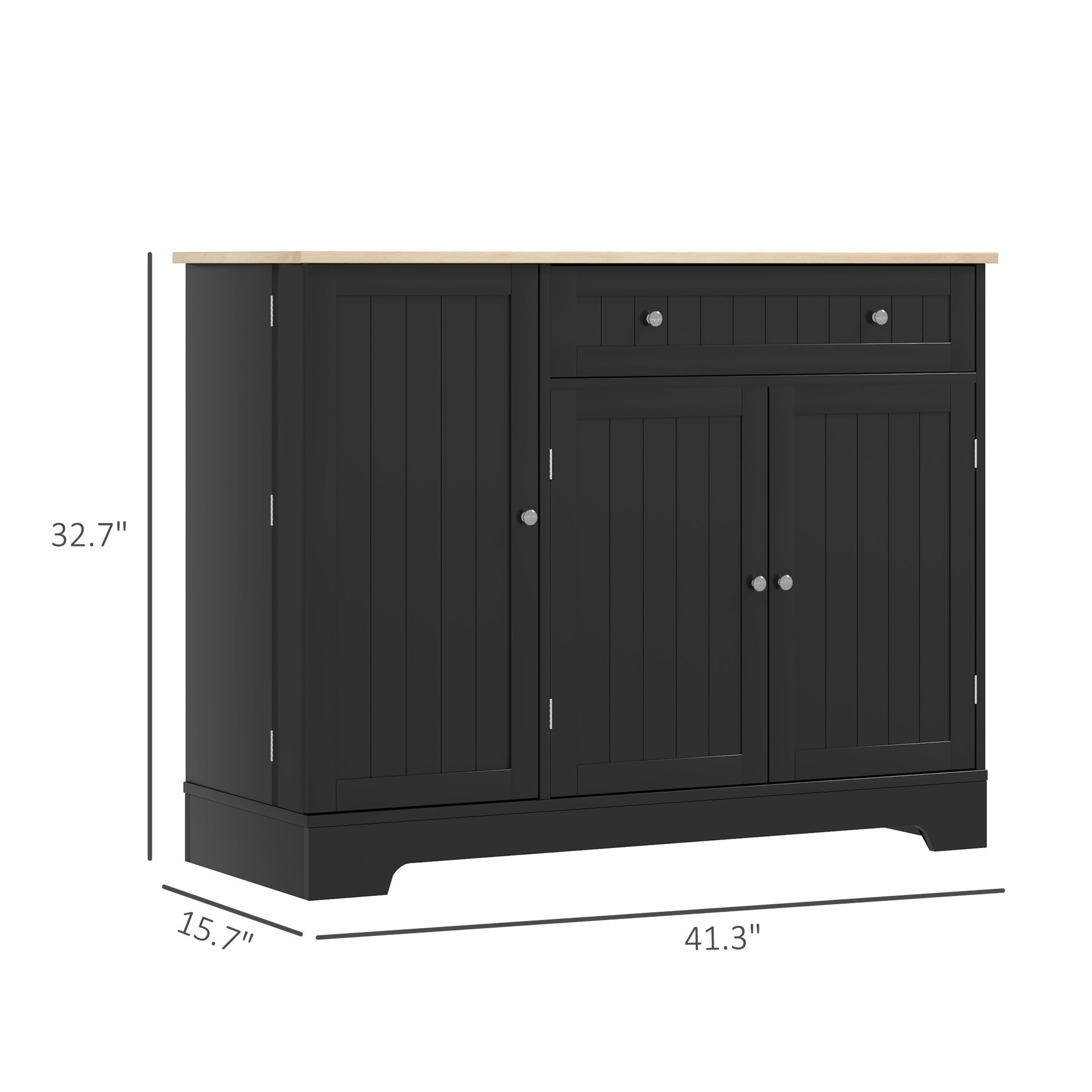 HOMCOM Modern Sideboard Cabinet, 41" Kitchen Buffet Cabinet with Drawer, Adjustable Shelf, 3 Doors for Dining Room, Black