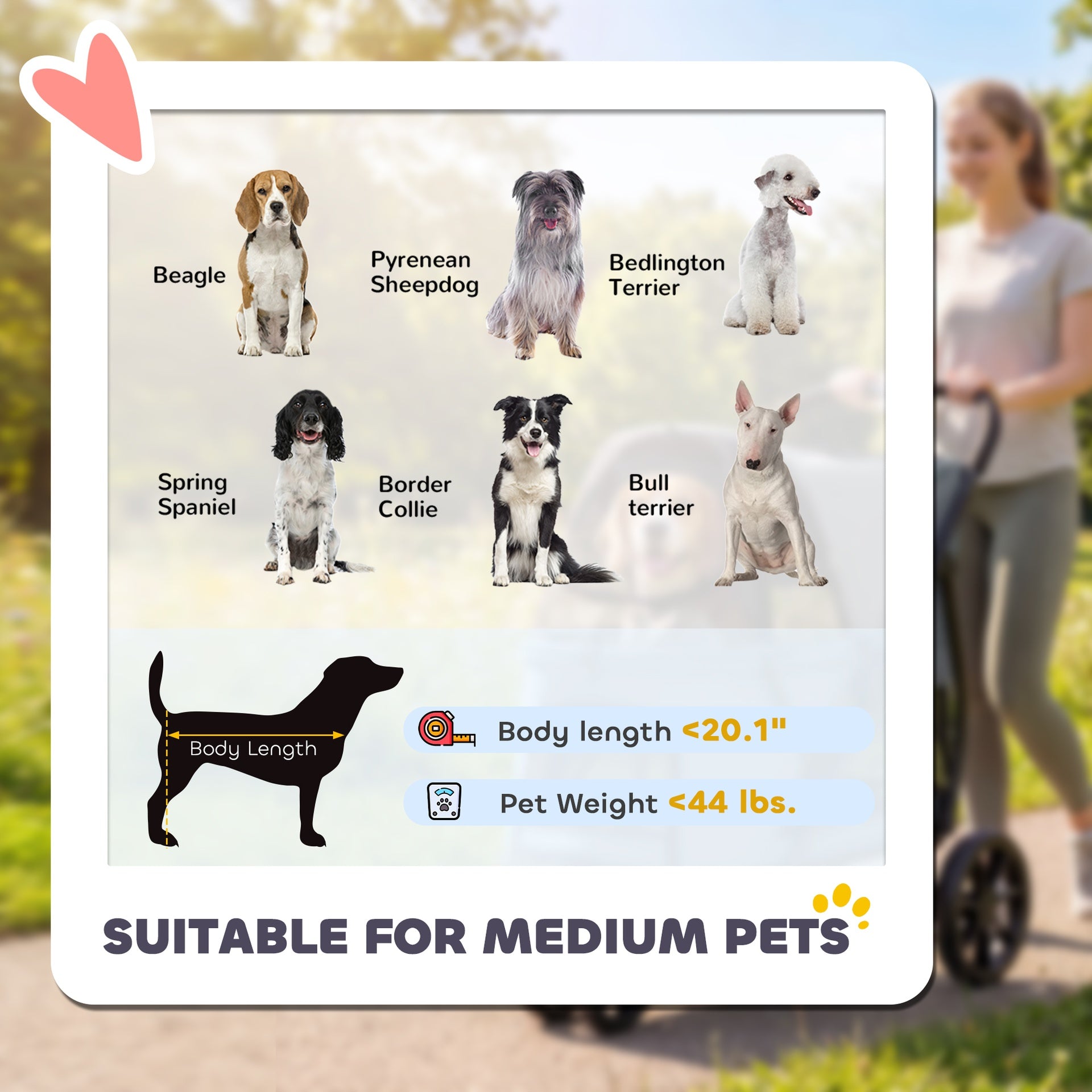 PawHut 3 Wheel Pet Stroller with Easy One-Click Quick Fold, Mesh Window, Washable Cushion, for Medium Dogs, Gray