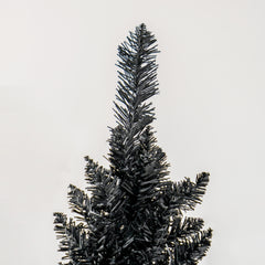 HOMCOM 8ft Unlit Pencil Artificial Christmas Tree with Realistic Branches and 618 Tips, Plastic Base, Black