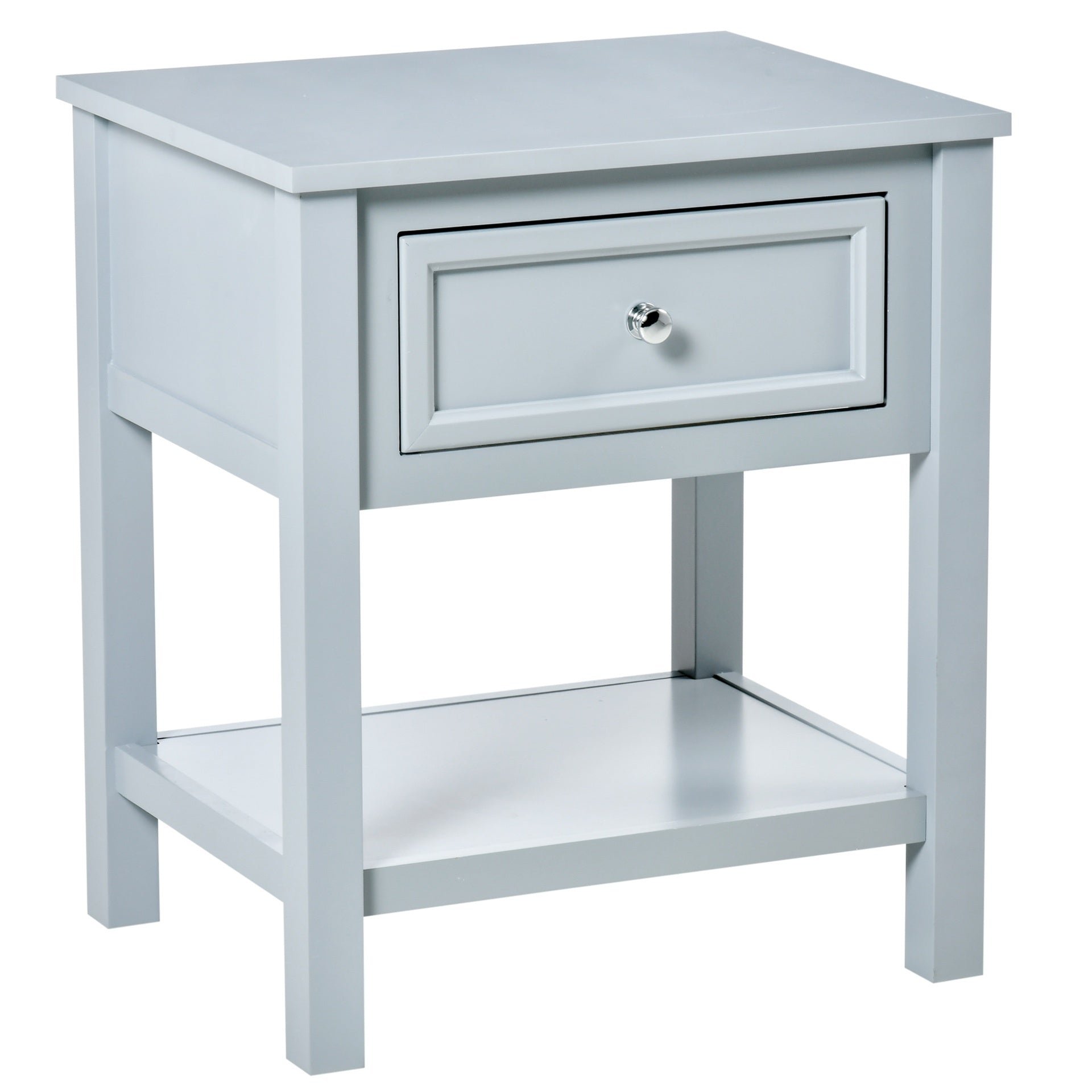 HOMCOM Sofa Side Table, Accent End Table with Storage Drawer and Bottom Shelf for Living Room,Gray