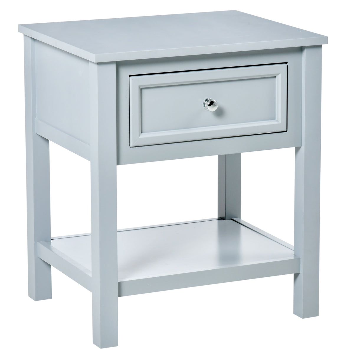 HOMCOM Sofa Side Table, Accent End Table with Storage Drawer and Bottom Shelf for Living Room,Gray