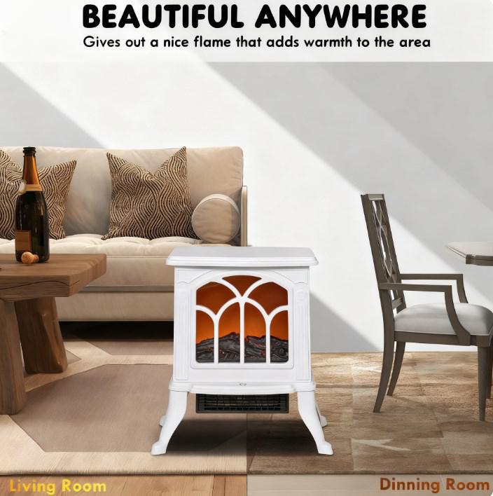 Freestanding Fireplace Stove,Electric Fireplace Heater with Realistic Logs and Flame Effect