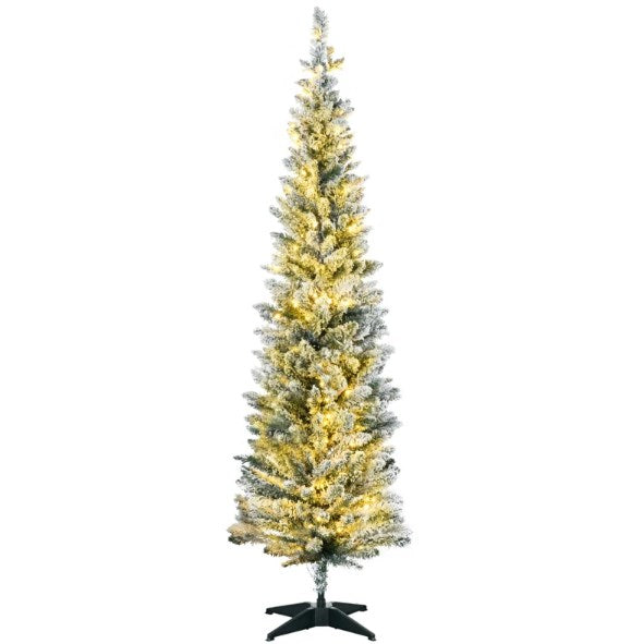 5ft Slim Artificial Christmas Tree,Pencil Christmas Tree with Realistic Branches and Warm White LED Lights