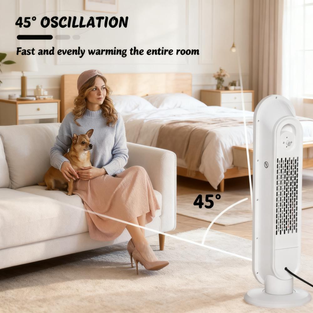 Adjustable Thermostat,Ceramic Tower Indoor Space Heater for Home,24H Timer & Remote Control, Tip-Over and Overheating Safety Protection