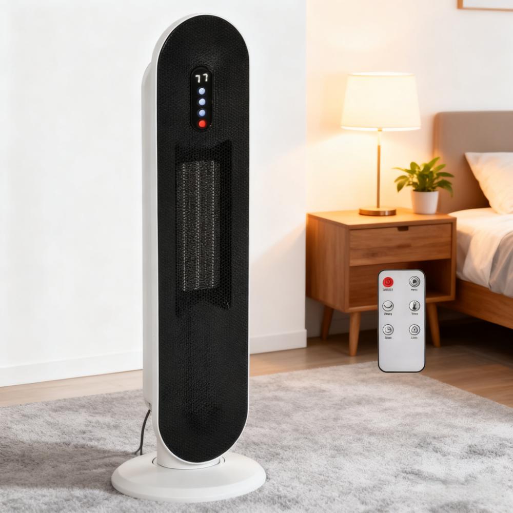 Adjustable Thermostat,Ceramic Tower Indoor Space Heater for Home,24H Timer & Remote Control, Tip-Over and Overheating Safety Protection