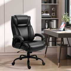 Vinsetto Big and Tall 400lbs Executive Office Chair with Wide Seat, Computer Desk Chair with High Back PU Leather Ergonomic Upholstery, Adjustable Height and Swivel Wheels, Black