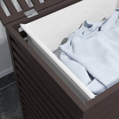 HOMCOM 55 L Bamboo Laundry Basket with Lid, Cloth Hamper with Removable Liner Bag, 19.75 x 14.25 x 23.5 Inches, Coffee