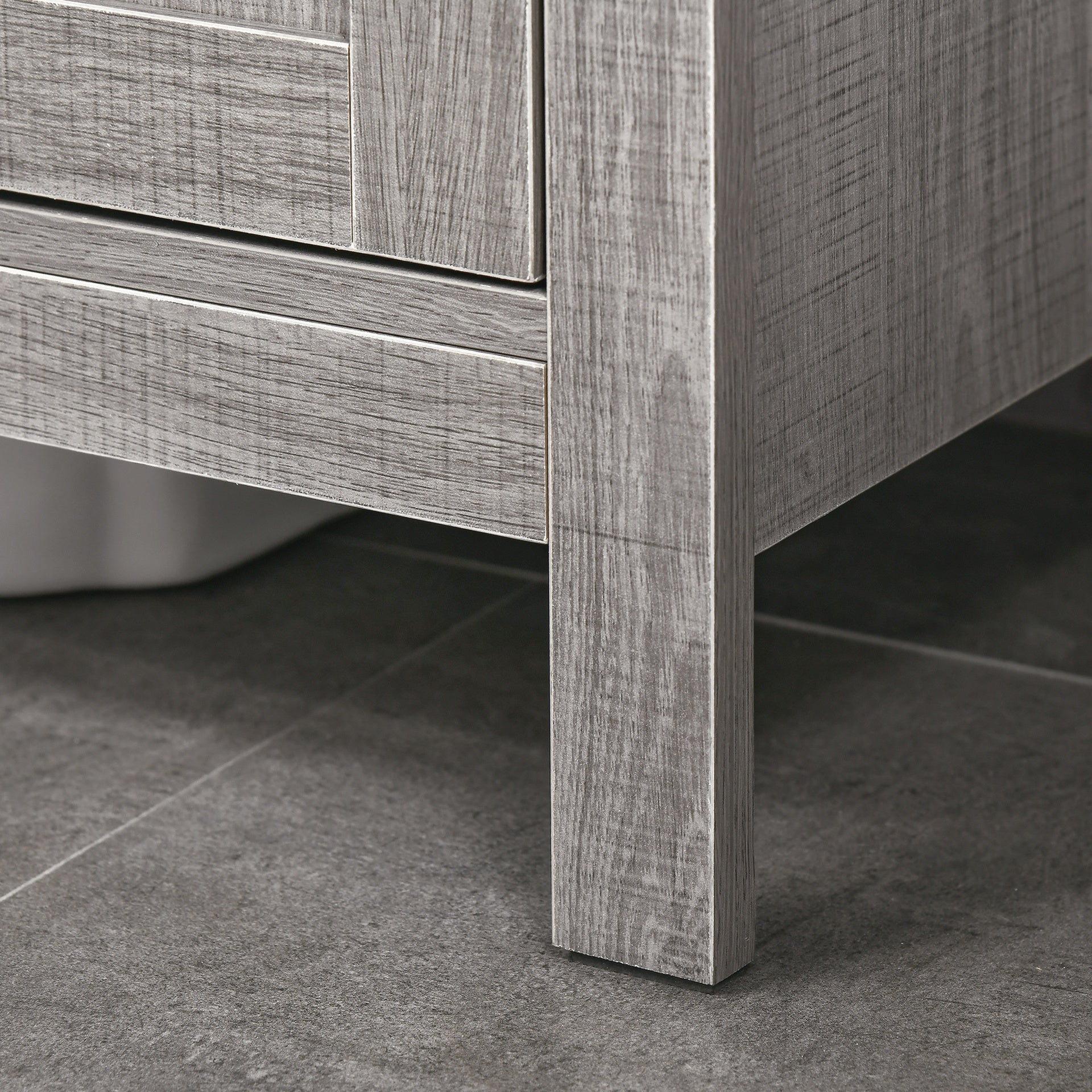 kleankin Pedestal Sink Storage Cabinet, Bathroom Under Sink Cabinet with 2 Doors and Open Shelf, Bathroom Vanity, Gray