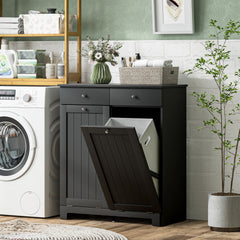 HOMCOM Laundry Hamper Cabinet, Laundry Cabinet with 2 Tilt Out Laundry Baskets and 2 Drawers, Black