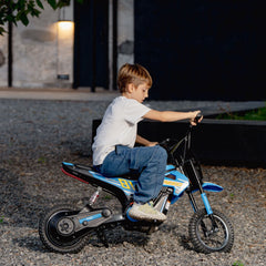 Qaba 24V Kids Motorcycle, Electric Dirt Bike with 250W Motor, Up to 9.9 MPH, 12" Inflatable Tires and Rear Suspension, Blue