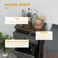 HOMCOM Kitchen Tilt Out Trash Bin Cabinet Free Standing Storage Cabinet with Drawer, Charcoal Gray