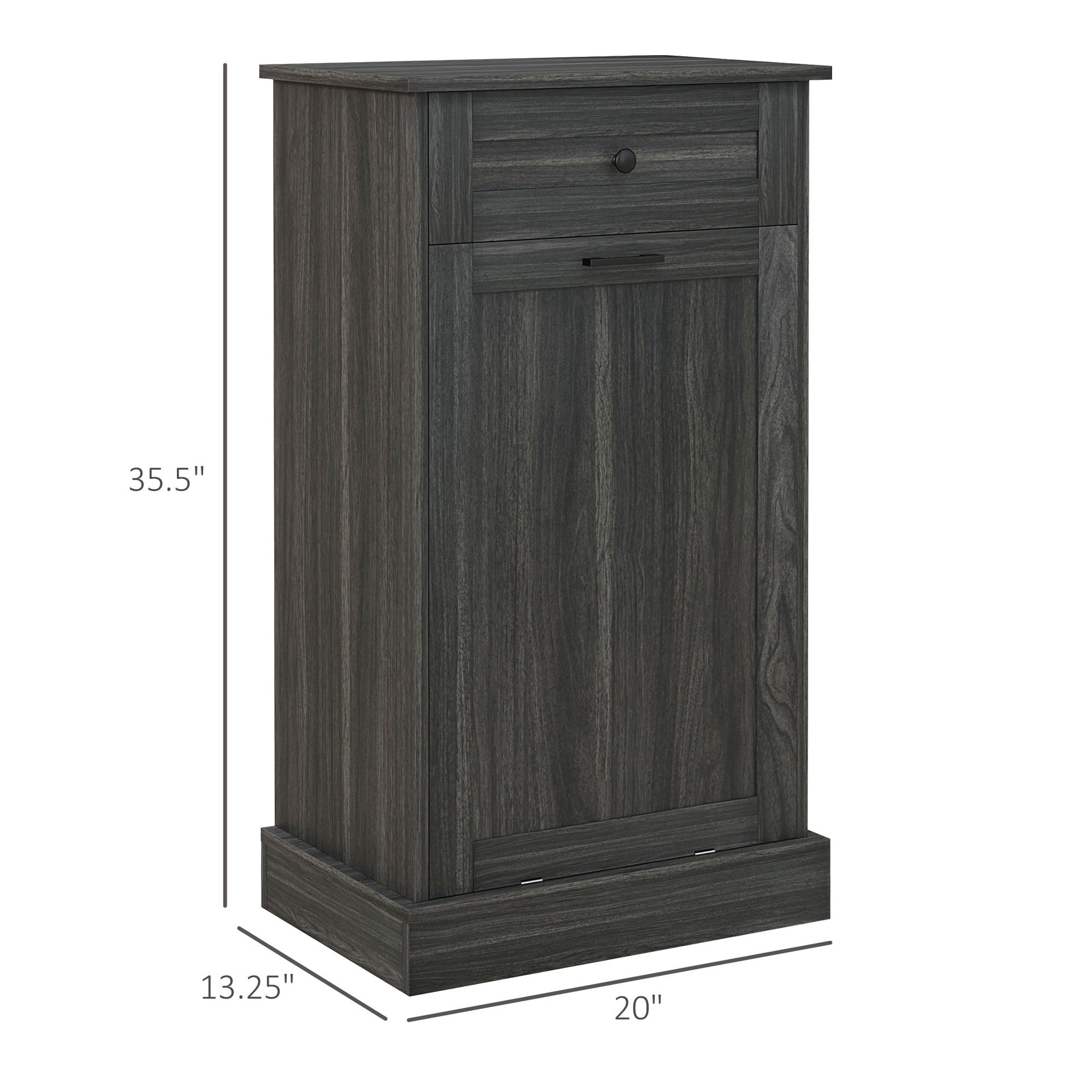 HOMCOM Kitchen Tilt Out Trash Bin Cabinet Free Standing Storage Cabinet with Drawer, Charcoal Gray