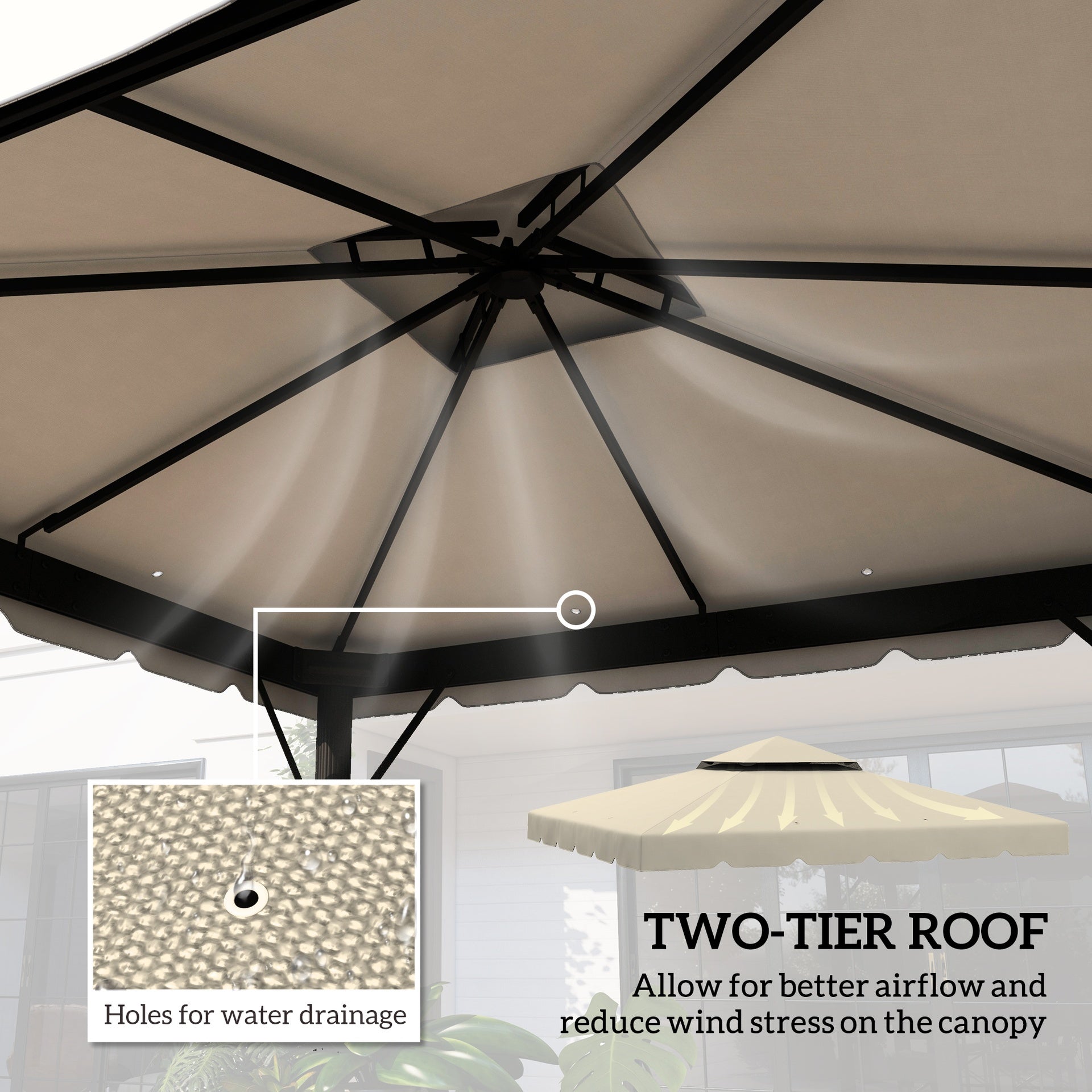 Outsunny Model 84C-051 or 84C-269 10' x 10' Gazebo Replacement Canopy, Beige